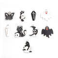 Halloween Cat Ghost Bat Coffin and Moon Enamel Alloy Charms view 3