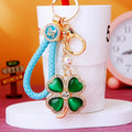 Moonstone Clover Keychains with Fortune Cords and Loose Heart Loops view 2