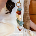 Multicolor Resin Bead Wristlet Keychain With Metal Ring view 2