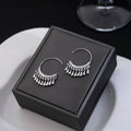 Silver Open C-Hoop with Clear Teardrop Fringe Earrings view 1