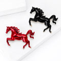 Black Red Enamel Rearing Horse Brooch Gold Hoof Pin view 3
