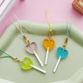 Translucent Heart Lollipop Phone Strap Charms in Six Colors view 2