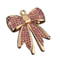 Rhinestone Bow Charm Pendant Two Metal Tones Five Colors view 5