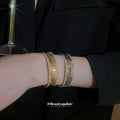 Gold Silver Mesh Scale Open Cuff Bracelets Crystal Edges view 3