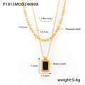 Layered Figaro Necklace With Black Acrylic Pendant view 6