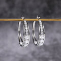 Crystal Double Band Oval Hoop Earrings With Clear Stone Accents view 4