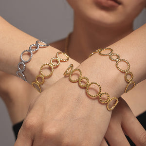 Twisted Open Link Ring Cuff Bracelet Gold Silver Tone