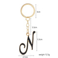 Black Enamel Gold Outline Script Letter Keychain Alphabet view 3