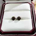 Brown Chocolate Pearl Look Round Stud Earrings in Five Sizes view 10