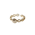 Gold Open Adjustable Chain Link Ring Oval Disc Accent view 5