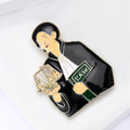 Black Enamel Lawyer Brooch Scales of Justice Law Book view 3