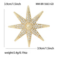 Eight Point Crystal Starburst Brooch in Silver or Gold Tone view 4