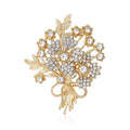 Rhinestone Flower Bouquet Brooch Silver Gold Multicolor view 2