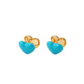 Gold Tone Double Heart Enamel Clip-On Earrings in Four Colors view 5