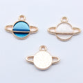 Ringed Planet Enamel Charms in Blue and White Colorways view 2