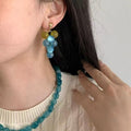 Colorful Grape Cluster Beaded Stud Earrings with Polished Metal Details view 4