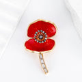 Red Gold Tone Poppy Flower Enamel Nine Designs Metal Brooch Pin view 3