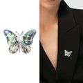 Iridescent Shell Butterfly Brooch with Pearl Center view 3