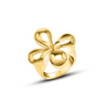 Chunky Sculptural Four-Petal Cast Rings Gold Steel Tone view 5