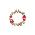 Zinc Alloy Pearl Wreath Heart Ring Flower Apple Charm Pendant for DIY Earring Keychain