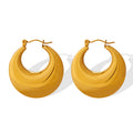 Plain Smooth Thick U Shape Circle Hoop Earrings Gold Steel view 5