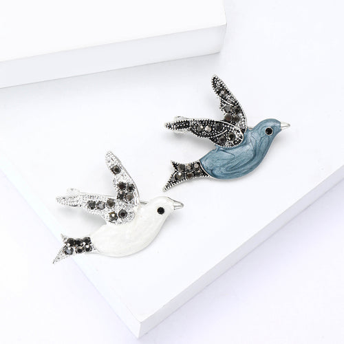 Blue grey dove brooch size chart 3.7 by 3.7 cm