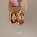 Brown Resin Open Square Hoop Earrings Jewelry Design view 2