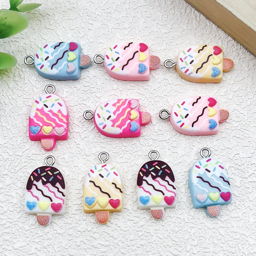 Simulation Resin Ice Cream Popsicle Charm Pendant for DIY Earrings Necklaces Keychains