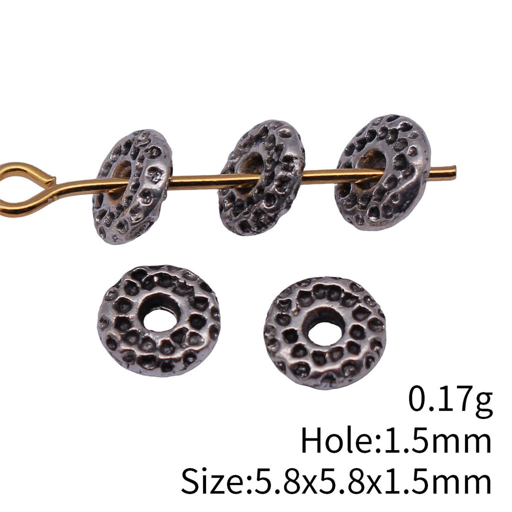 5.8x5.8x1.5mm 0.17g Antique Silver Zinc Alloy Hammered Round Ring Spacer Beads for Bracelet Jewelry Making
