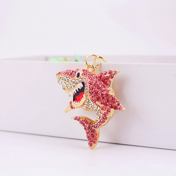 Cute Rhinestone Shark Keychain Ocean Animal Car Key Ring Bag Charm