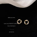 Gold Tone Mini Clear Stone Floral Wreath Stud Earrings view 3