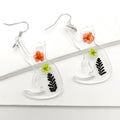 Clear Resin Cat Dried Flower Dangle Earrings 3 Styles view 6