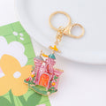 Enamel Fairy Tale Castle Keychain Metal Palace Bag Charm view 7