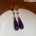 Resin Teardrop Earrings in Purple Brown and Marbled Styles view 7