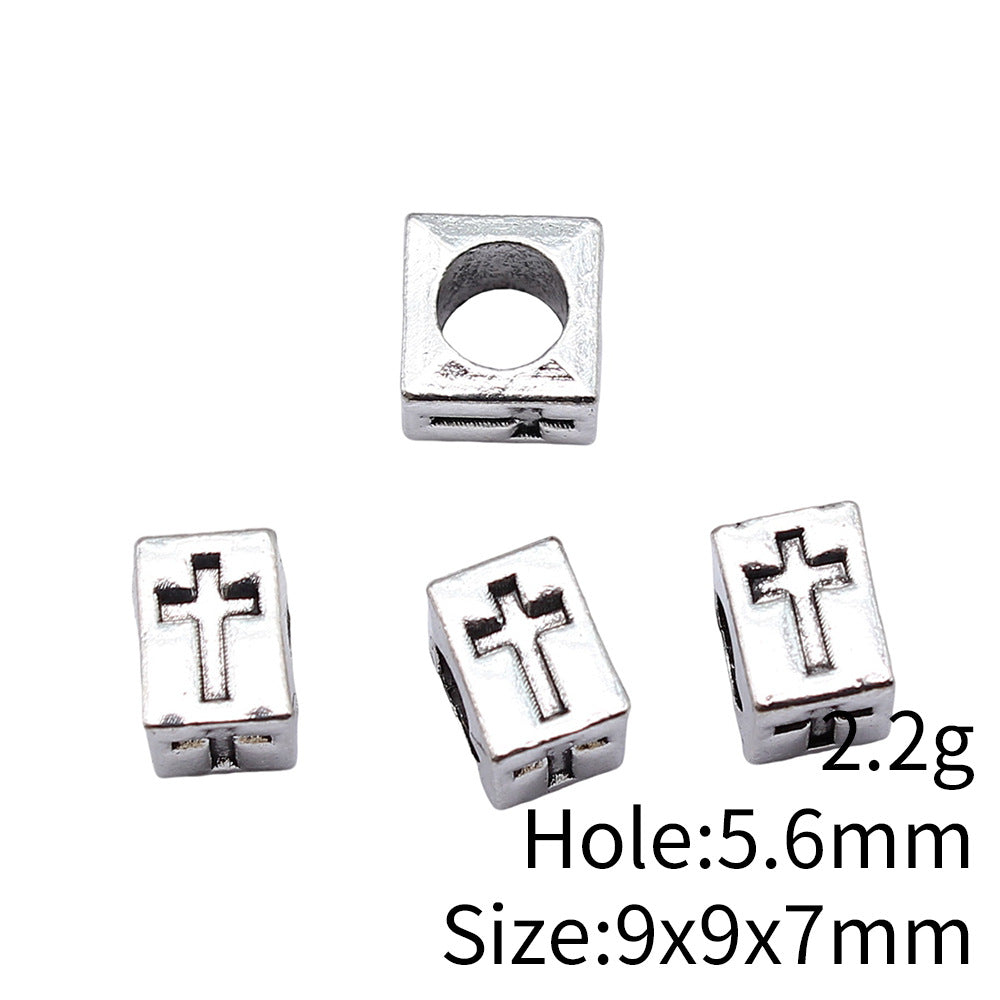 9x9x7mm 2.2g Multicolor Zinc Alloy Square Cross Large Hole Beads for Bracelet DIY Jewelry Making