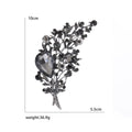 Crystal Flower Bouquet Brooch Black Multicolor Leaf Pin view 6
