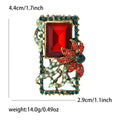 Rectangular Crystal Vine Brooch In Red And Green Decorative Lapel Pin view 6
