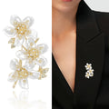 Crystal Branch Flower Brooch with Pearl Centers for Jackets, Coats, and Scarves view 2