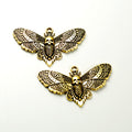 Detailed Skull Moth Alloy Pendant Charm in 5 Finishes view 6