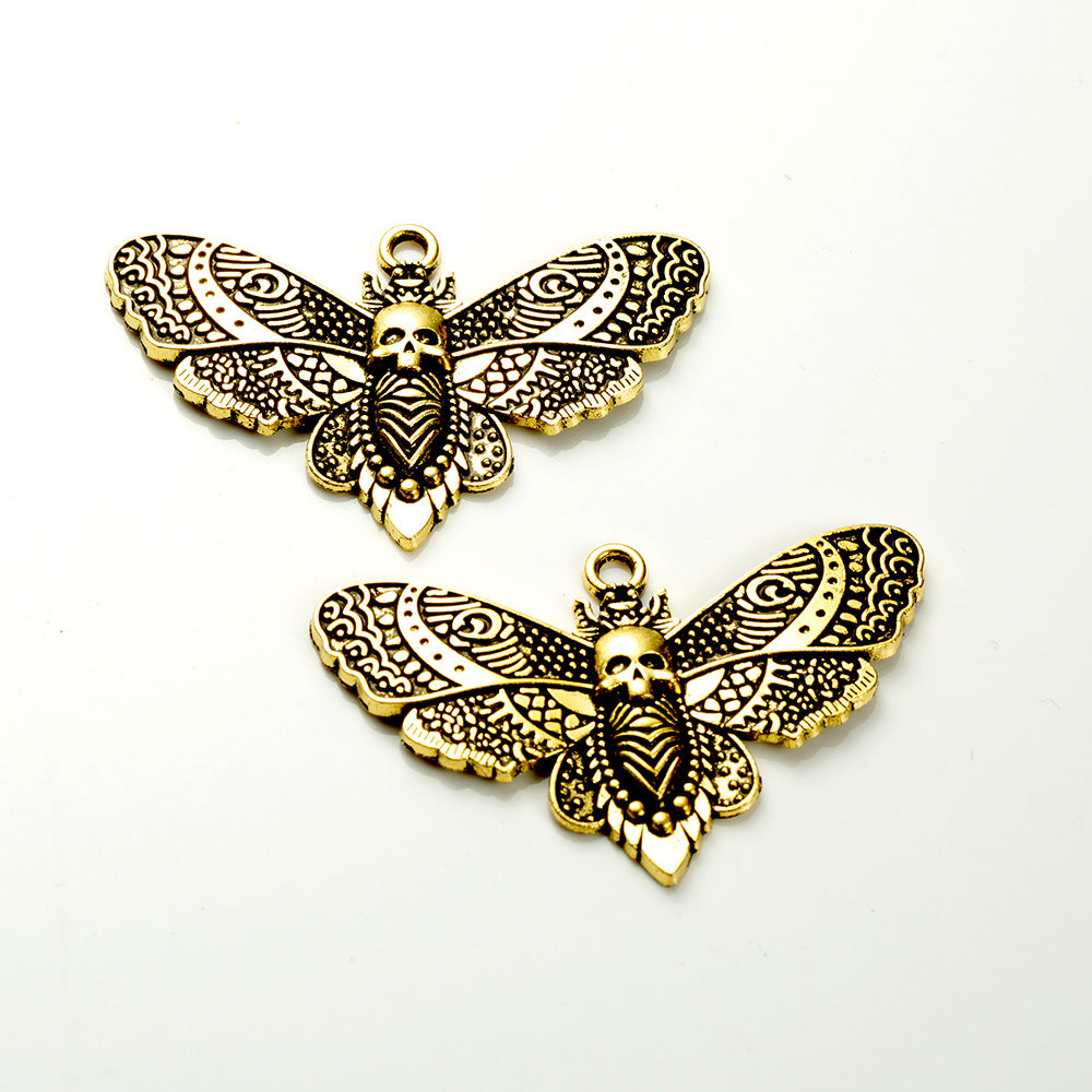 42x27mm Vintage Punk Alloy Moth Charm Pendant