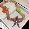 Colorful Beaded Starfish And Seashell Statement Necklace view 2
