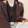 Black Multistrand Beaded Necklace Fashion Jewelry Collection view 3