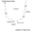 Flower Oval Link Necklace Bracelet Gold Silver Two-Tone Steel view 8