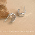Silver Chunky C Hoop Earrings Multicolor Star CZ Insets view 4