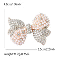 Crystal Bow Brooch with Pearl Loops in Rose Gold and Silver view 6