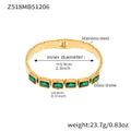 Square Glass Stone Clasp Bangles Multicolor Steel Gold view 10