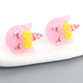 Colorful Resin Closed Eye Unicorn Face Stud Earrings view 8