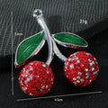 Sparkle Rhinestone Double Cherry Pendant Glitter Enamel Leaf Two Tones view 4