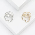 Filigree Brain Outline Brooch Decorative Lapel Pin view 1