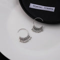 Silver Open C-Hoop with Clear Teardrop Fringe Earrings view 3